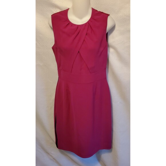 Burberry London Dresses & Skirts - Burberry London Silk Deep Pink Sheath Dress Pleated Top Size 8 Designer Cocktail